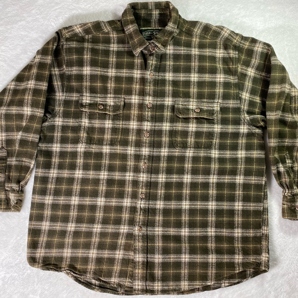 Field & Stream Men XXL  Plaid Flannel Button Down 100% Cotton Shirt Lumberjack